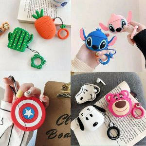 Dopeshop אוזניות For AirPods Charging Case Cute Cartoon Stitch 3D Silicone Case Protective Cover